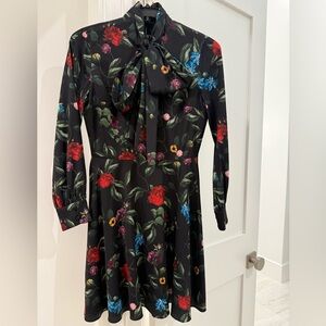 Alice + Olivia Black Dress with Floral Design